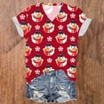 thumbnail image 1 of Fiudx Liquidación de Ofertas Flash Top de Manga Corta con Cuello En V y Estampado Navideño para Mujer, 1 of 3