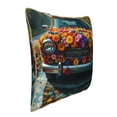 thumbnail image 2 of Xecao Flower Covered Vintage Car Print Soft Velvet Decorative Throw Pillow Covers, Square Cushion Cases for Bed, Sofa, Living Room, Car, and Indoor Outdoor Use-18"x18", 2 of 8