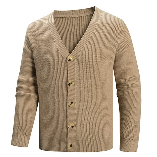 Men's Casual V-neck Button Cardigan Sweater - Perfect for Layering
