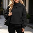 thumbnail image 6 of MaFYtyTPR Women's Cowl Neck Hoodie with Face Cover Casual Pullover Hooded Sweatshirt with Pocket Fall Winter Outdoor Warm Tops 01-Black L, 6 of 6