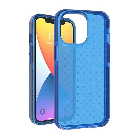 For Apple iPhone 13 Pro Max Slim X Design Hybrid Transparent Rubber Gummy Gel Hard PC Silicone TPU Frame Cover ,Xpm Phone Case [ Blue ]