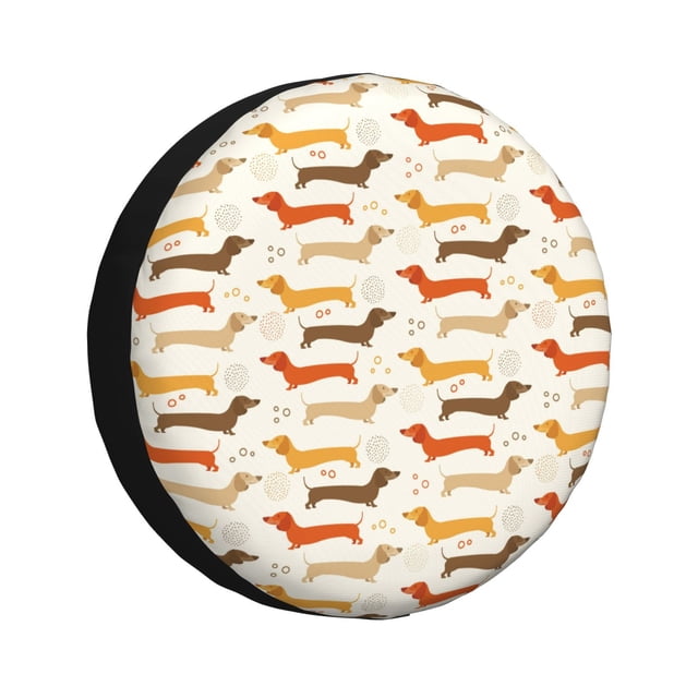 Fotbe Dachshund Funda de Llanta de Repuesto con Estampado, Engrosada, Ajuste Universal para Jeep, Remolque, RV, SUV, Camión-17 inch