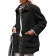 thumbnail image 2 of YDFCWXW Women's Winter Fur Coats Long Sleeve Lapel Button Down Pockets Fleece Sherpa Jacket Casual Trendy Outerwear Black, M, 2 of 8