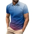 thumbnail image 4 of Vetsdori Short Sleeve Shirts for Men Big and Tall Pull-On Gradient Print Outdoor Collared Button up Blue Mens T-Shirts Round, 4 of 7