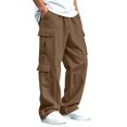 thumbnail image 3 of Falkdiz Fashion Pants for Boys Outdoor Solid Color Pockets Straight Leg Winter Pantalones Stylish Boys Trousers Relaxed fit, Brown, Size: 9-10 Years, 3 of 9
