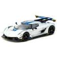 thumbnail image 2 of Koenigsegg Jesko Attack Silver Metallic with Blue Stripes "Global64" Series 1/64 Diecast Model by Tarmac Works, 2 of 6