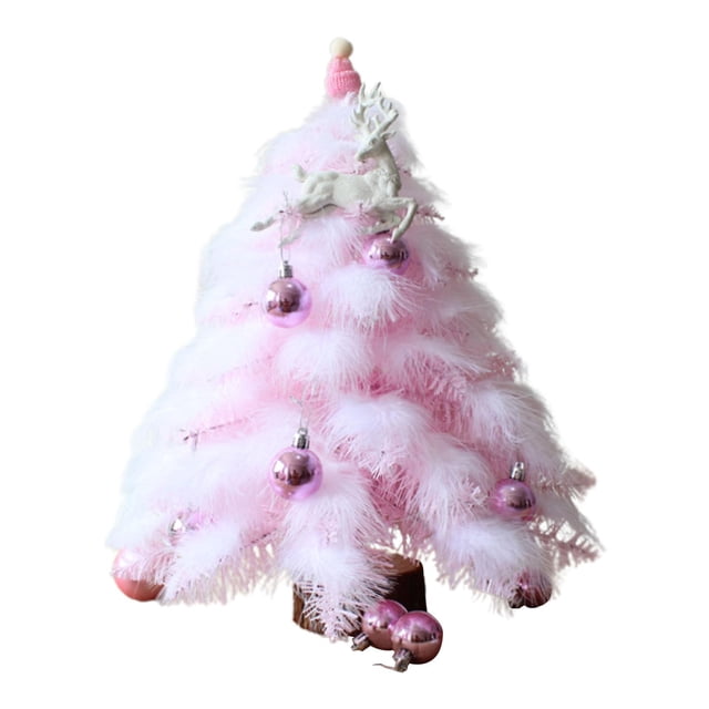 Figura de árbol de Navidad,Decoraciones navideñas con árboles de Navidad artificiales,Figura decorativa de árbol de Navidad en miniatura,Mini árbol de Navidad de mesa rosa para