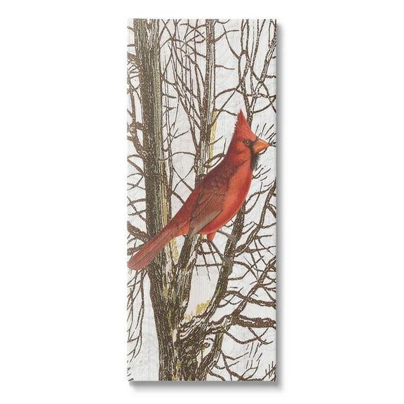 Stupell Industries Cardinal Bird Perched Trees Graphic Art Gallery Wrapped Canvas Print Wall Art, Design by Lil' Rue