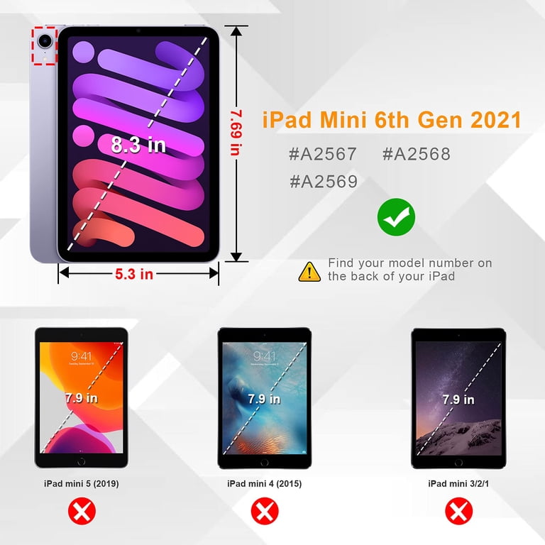 IPad Mini 6 Case With Pencil Holder (2021), IPad 8.3 Inch Clear Shell With Clear Back Corner Bumper Protective Cover, Auto Wake/Sleep (iPad Mini 6 2021, Black