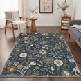 thumbnail image 6 of GENIMO 2'x3' Entryway Rug, Machine Washable Non Slip Low Pile Area Rug for Front Door Kitchen Bathroom, Botanical Floral, Dusty Navy, 6 of 6