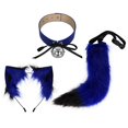 thumbnail image 3 of Orejas y cola de animales Jinwen oreja de gato y cola larga para niños y adultos aro de pelo con orejas de felpa Azul negro, 3 of 8