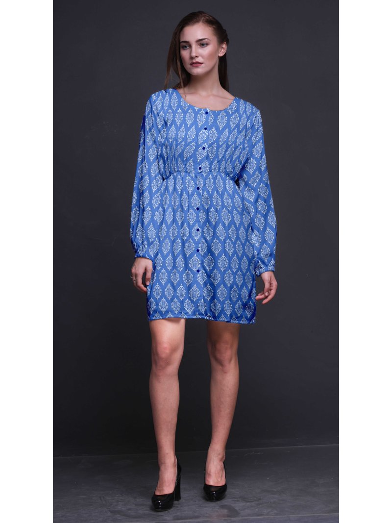 Bimba Blue Stencil Damask Printed Relaxed Fit Women Long Sleeve Button Down Midi Dress-XXX-Large - Walmart.com Bimba Blue Stencil Damask Printed Relaxed Fit Women Long Sleeve Button Down Midi Dress-XXX-Large - Walmart.com