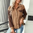 thumbnail image 2 of Vedolay Coats Womens Basic Solid Color Button Down Denim Jacket With Pockets,Brown S, 2 of 5