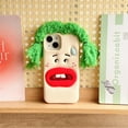 thumbnail image 3 of Ugly Phone Case Compatible with iPhone 12/12 Pro, Cute 3D Green Hair Big Funny Mouth Expression Phone Cases Full Protection Soft Shockproof Silicone Case, 3 of 7