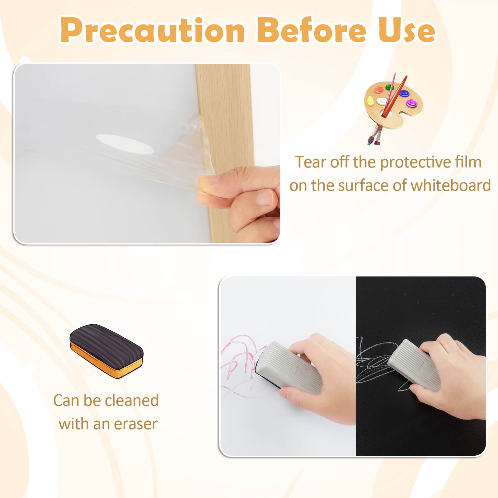 Costway Kids Art Easel Double Sided Chalkboard Magnetic Whiteboard with Storage Tray Pink Natural