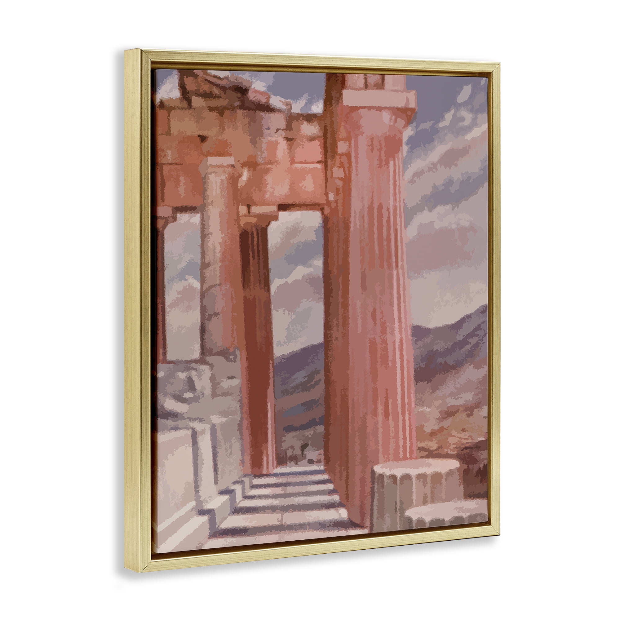 Stupell Industries Greek Architecture View Buildings & Architecture Painting Gold Floater Framed Canvas Art Print Wall Art, 17 x 21