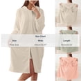 thumbnail image 3 of QINGFSAP Womens Hooded Bathrobe Long Sleeve Snap Button Front Quick Dry Absorbent Lounge Wear, 3 of 7