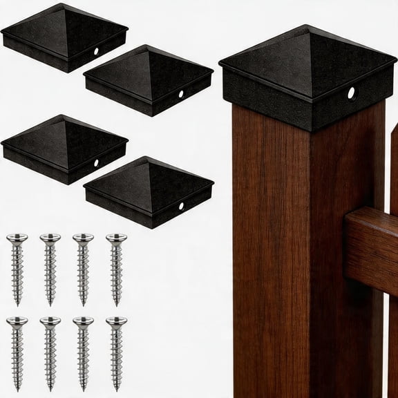 BlinkL Pyramid Aluminium Rust Resistant Fence Post Caps, 4 Pack, 6x6 Nominal Post