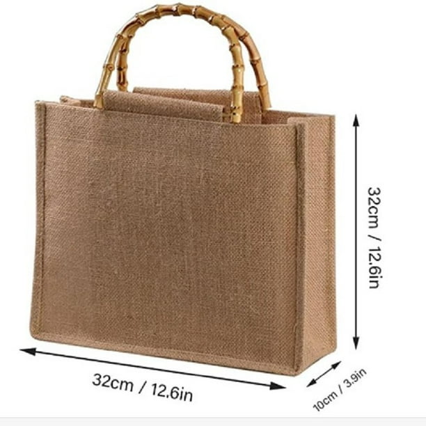 Bolsa TKMON - Bolsas reutilizables de yute con asas de bambú asa de bambú Likrtyny Para Estrenar