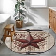 thumbnail image 3 of Round Area Rugs Collection 4 Ft, Texas Star Retro Non-Slip Residential Carpet, Red Wooden Berry Vintage Indoor Crawling Mats Runner Rugs for Living Room/Dining Room/Bedroom, 3 of 8
