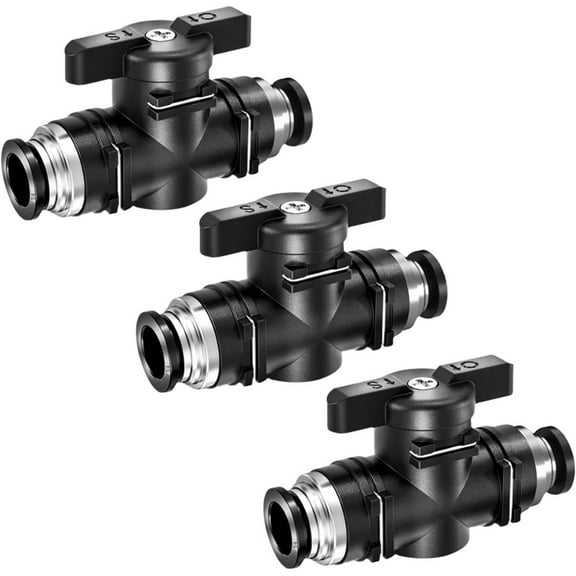 5PCS 1/4" Push to Connect Fittings Air Valve Quick Connect Air Hose Fittings 1/4"OD Pneumatic Ball Valve Air Line Fittings