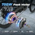 thumbnail image 3 of VARUN Electric Bike, Peak 750W Foldable Ebike with 20" Tires, 48V 374.4Wh Removable Battery, Electric Bicycle for Adults 40 Miles, 20MPH Speed, 3 of 7