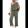 thumbnail image 2 of Conjuntos de Dos Piezas para Mujer, Conjuntos de Verano, Conjuntos de Estar por Casa, Blusas de Cuello Alto, Pantalones Cortos de Pierna Verde L, 2 of 8
