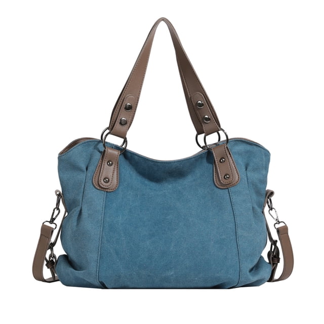 Bolso Bandolera Hombro Tote Lona Casual Gran Capacidad () Azul