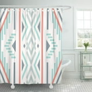 SUTTOM Aztec Beige Boho Ikat Pattern Geometric Colorful Bohemian Mint Shower Curtain 60x72 inch