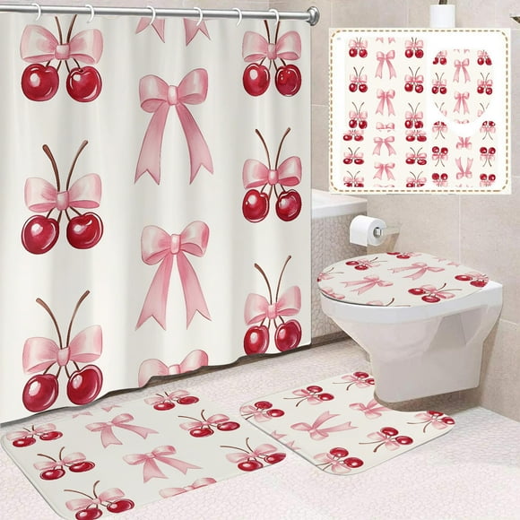 Amzcrzy Polyester Bathroom Set Valentines Day Shower Curtain with Bow P-Ink Digital Print Bathroom Waterproof Partition Curtain Dorm Room Essentials Bathroom Decor Room Decor Cruise Essentials Bath