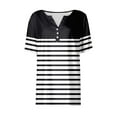 thumbnail image 4 of ALLLIST Womens Tops Plus Size Black Short Sleeve Button Floral V-Neck T-Shirts Casual Blouses for Women XXL, 4 of 5