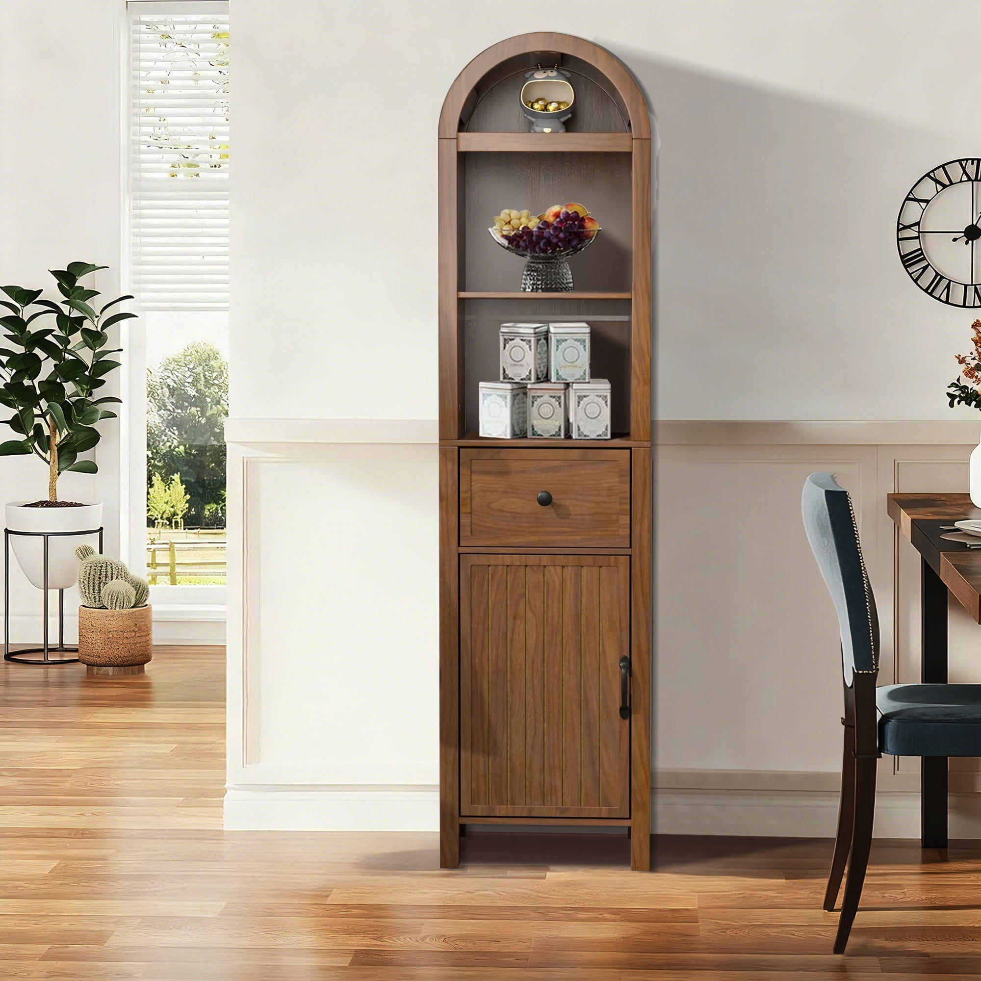 Fiogmub Tall Storage Cabinets with Doors and Shelves, Narrow Tall Linen Cabinet with Drawer