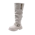 thumbnail image 2 of WAVSUF Girls Knee High Boots Round Toe Wide Width Anti Slip Winter Warm Trendy Boots White 3 Big Kids, 2 of 10