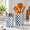 Navy Blue, variant on Pistachio Green Checkered Capiz Shell Utensil Holder Set of 2