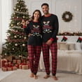 thumbnail image 5 of Family Matching Christmas Pajamas Set Antlers Letter Tops Plaid Pants Holiday Pajamas Sleepwear, 5 of 7