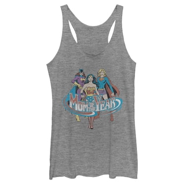 Women's Justice League Mom of the Year  Racerback Tank Top Gray Heather 2X Large