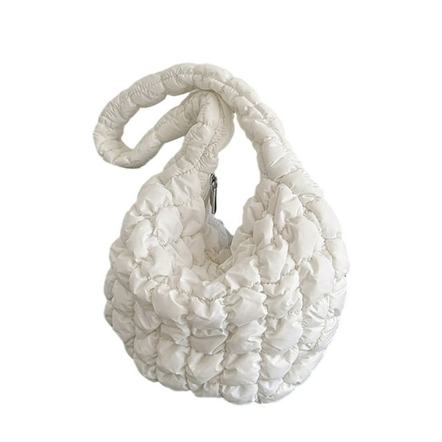 Sonducket Bolso cruzado artesanal exquisito para mujer, poliéster resistente al desgarro con bandolera de costura fina, para mujer Bolsas de mensajero y de hombro blanco