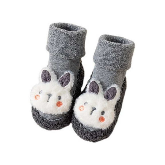 Krdevn Baby Socks - Baby Boy Girls Toddlers Indoor Animals Slipper Shoes Antislip Socks Booties First - Socks for Baby Girl,Color:Grey,Size:0-6 Months