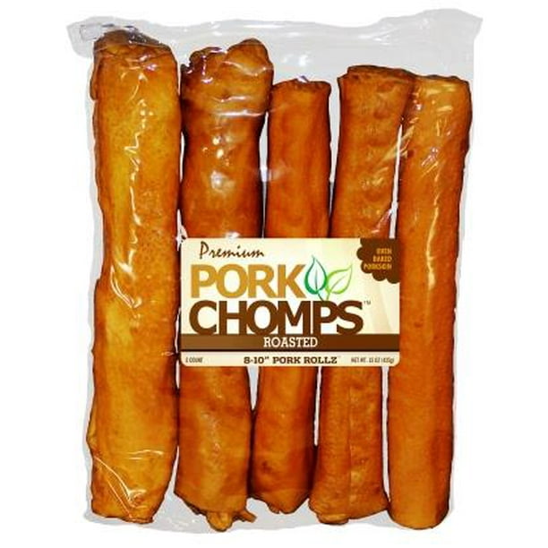 Premium Pork Chomps Roasted Pork Skin Rollz, 810" Rolls, 5 Count