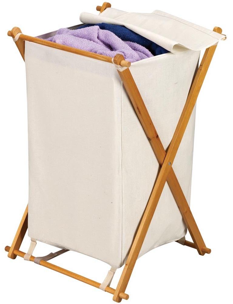 Household Essentials Single X-Frame Folding Hamper with Natural Bag - image 1 of 3