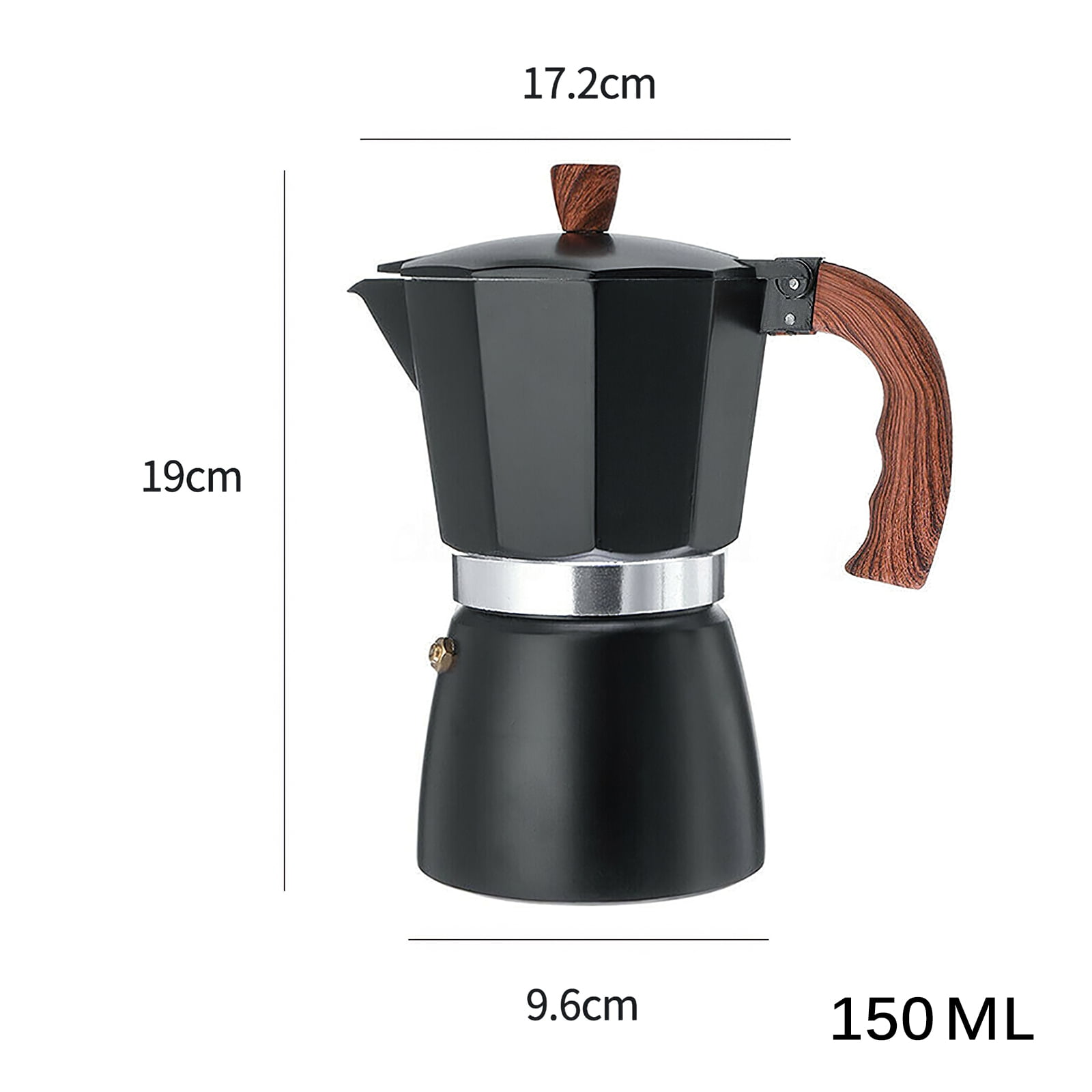 OurLeeme Moka Pot Aluminum Espresso Latte Coffee Maker Cups Percolator Coffee Filter 1 Cup