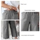thumbnail image 5 of Pantalones anchos de pierna recta para mujer, cintura elástica a rayas, ajuste holgado, cómodos pantalones casuales, negro XL, 5 of 6