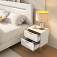 thumbnail image 5 of Nightstand with 2 Drawers, White Bedside Table, Side Table with Gold Legs, Modern Style Night Stand End Table Drawer Dresser for Living Room Bedroom MLBZ09WU, 5 of 7