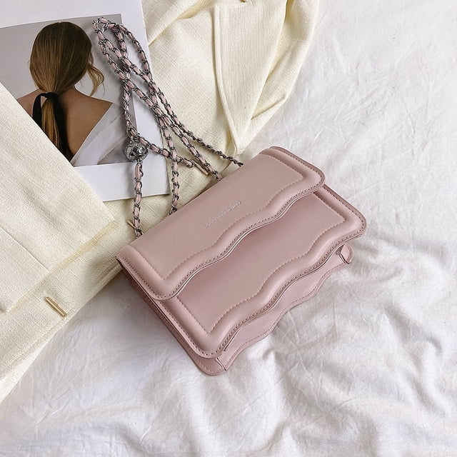 Bolso retro para mujer, de color liso, sencillo, moderno, informal, pequeño, con cadena, bandolera, cuadrado pequeño