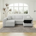 thumbnail image 6 of 106.3" Soft U-shaped 4-Person Sofa. Matches 30.7" Ottoman with Hydraulic Lift. Comfortable & Stylish. For Bedroom & Living Room. Light Gray. Modern Furniture. Modular Design., 6 of 9