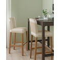 thumbnail image 2 of Beige Striped Bar Stool Covers Set of 2, Farmhouse Luxurious White Stripes Modern Abstract Art Stretch Bar Chair Covers with Backs, Removable Pub Counter Chair Cover for Kitchen Dining Room Cafe, 2 of 7