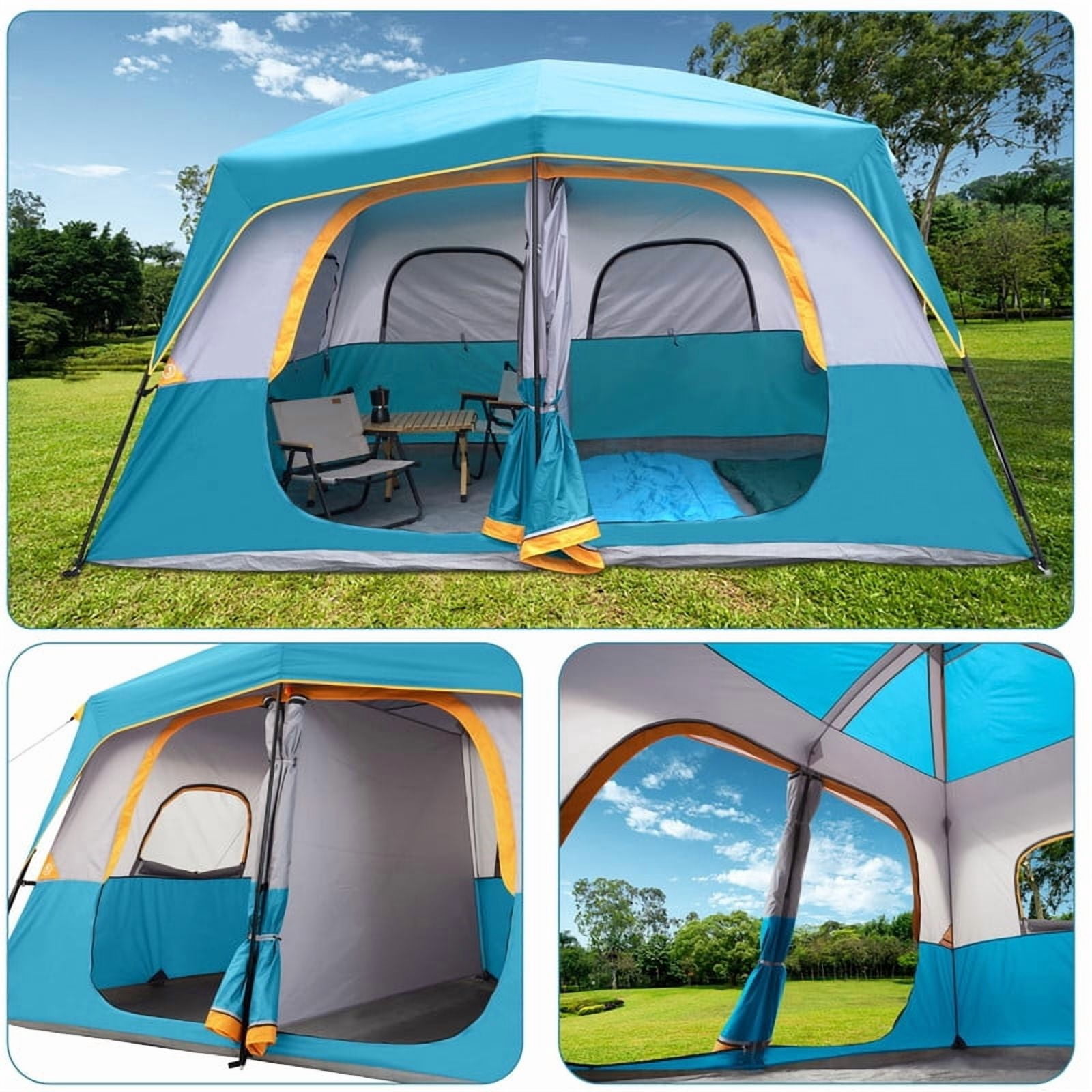 Camping Tent 8 Person, Waterproof Windproof Tent with Rainfly Easy Set up-Portable Dome Tents for Camping