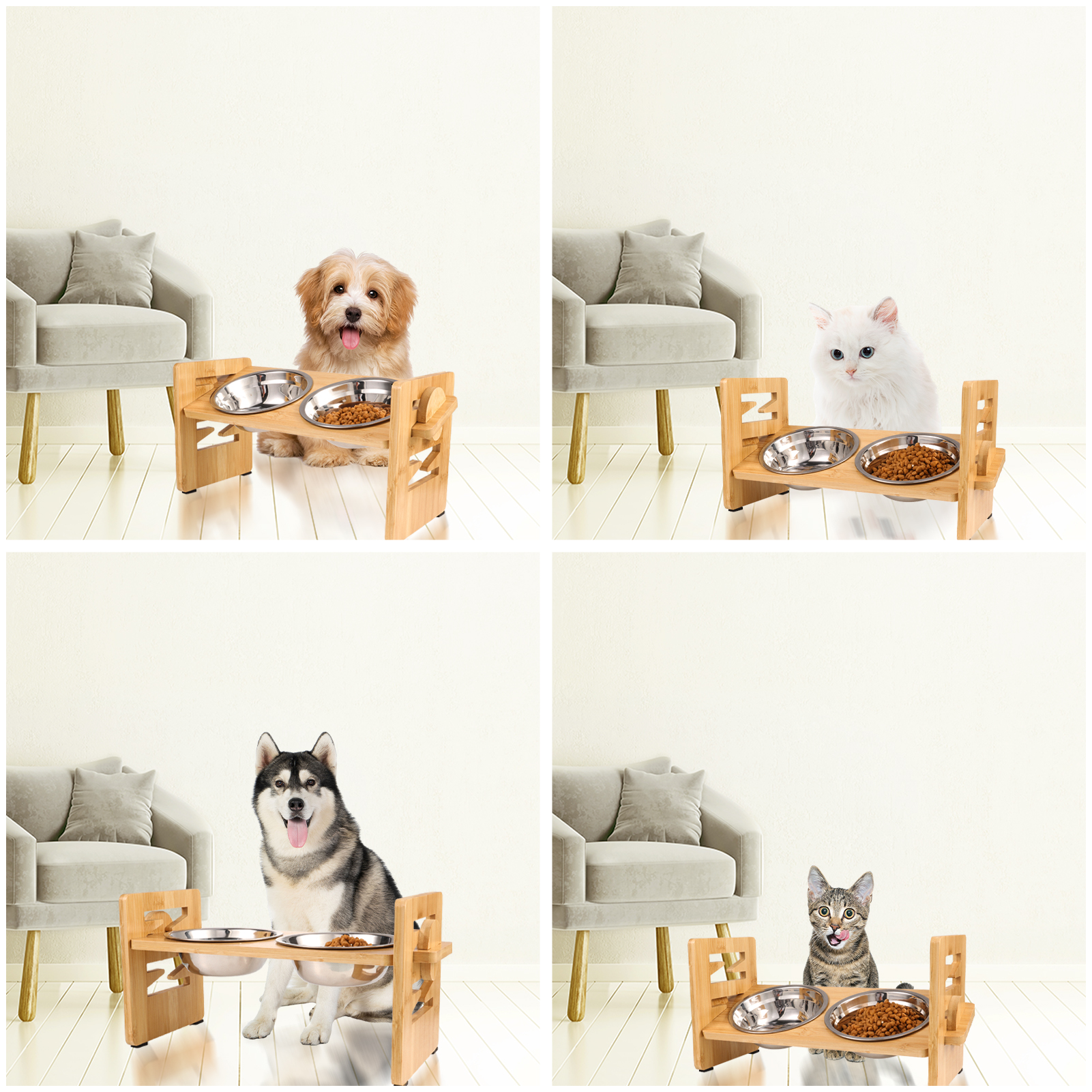Qweryboo Elevated Tilted Dog Bowls, Adjustable 2.95-6.89" photo 6