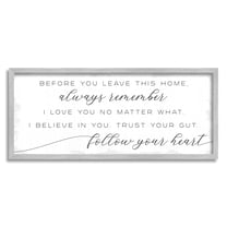 Stupell Industries Trust Your Gut Follow Heart Motivational Family Phrase, 24 x 10, Design by Daphne Polselli