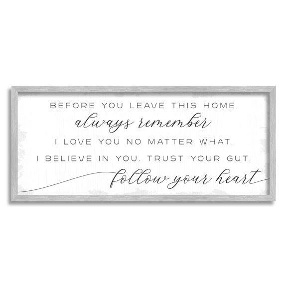 Stupell Industries Trust Your Gut Follow Heart Motivational Family Phrase, 24 x 10, Design by Daphne Polselli
